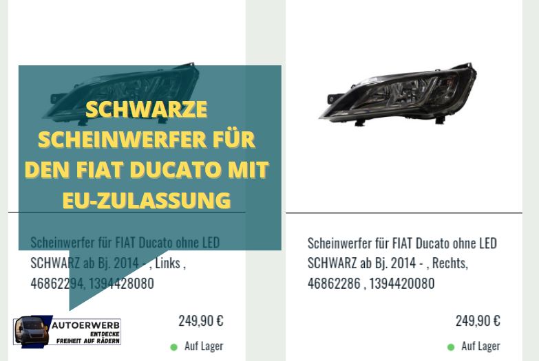 Schwarze Scheinwerfer für den Fiat Ducato mit EU-Zulassung